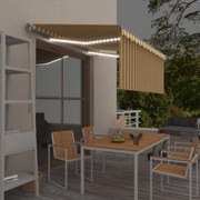 Toldo retrátil manual com estore/LED 3,5x2,5 m amarelo e branco