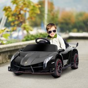 Carro Elétrico Lamborghini 12V Velocidade Máxima 7 km/h com Controlo Remoto MP3 Luzes e Cinto de Segurança 111x61x45 cm Preto