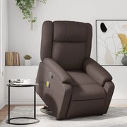vidaXL Poltrona massagens reclinável elevatória couro artif. castanho