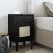 vidaXL Mesa de cabeceira SENJA 40x35x65 cm pinho maciço preto