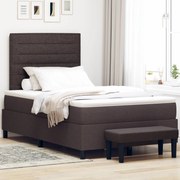 Cama Box com Colchão e Banco Castanho Escuro 120x190 cm Tecido