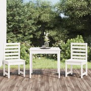 vidaXL 3 pcs conj. bistrô para jardim madeira de pinho maciça branco