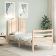 vidaXL Estrutura cama de solteiro pequena c/ cabeceira madeira maciça