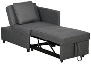 HOMCOM Sofá Cama 3 em 1 Sofá de 2 Lugares com Encosto Ajustável Sofá Cama Individual com Almofadas 65x98x69 cm Cinzento