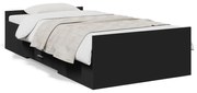 vidaXL Estrutura cama c/ gavetas 75x190 cm derivados de madeira preto