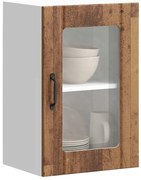 vidaXL Armário de parede de cozinha porta vidro Lucca madeira velha