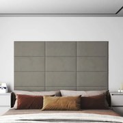 Painel de parede 12 pcs 60x30 cm veludo 2,16 m² cinzento-claro