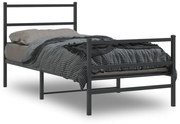 vidaXL Estrutura de cama com cabeceira e pés 90x200 cm metal preto