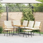 vidaXL Conjunto de sofá de jardim 4 peças com almofadas em rattan natural