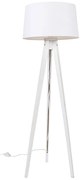 Candeeiro de pé moderno tripé branco com abajur de linho branco 45 cm - Tripod Classic