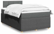 vidaXL Cama boxspring com colchão 120x190 cm tecido cinzento-escuro