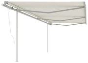 vidaXL Toldo retrátil automático com postes 6x3 m cor creme