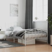 vidaXL Estrutura de cama com cabeceira e pés 100x200 cm metal branco