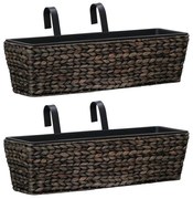 vidaXL Floreiras de pendurar 2 pcs jacinto de água castanho