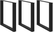 vidaXL Pés para mesa de jantar em formato de U, 3 peças, preto, 80x(72-73) cm, aço