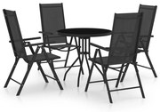 vidaXL 5 pcs conjunto de jantar para jardim alumínio e textilene preto