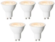 Conjunto de 5 Lâmpadas LED GU10 Reguláveis em 3 Níveis 6W 430 lm 2000 - 6000K