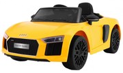 Carro elétrico para Crianças 12V AUDI R8 Spyder RS Rodas EVA, Assento de couro Amarelo