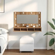 Toucador de Parede com Luzes LED - 90x31,5x62 cm - Carvalho Artisiano
