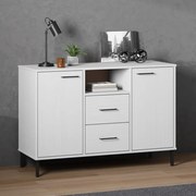 vidaXL Aparador c/ pernas metal 113x40x77cm madeira maciça OSLO branco
