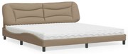 Cama com colchão 200x200 cm couro artificial cappuccino