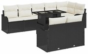 vidaXL Conjunto de Sofá de Jardim 9 pcs Preto Rattan de Polipropileno