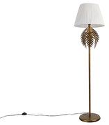 Candeeiro de pé dourado 145 cm com abajur plissado branco 45 cm - Botanica Rústico