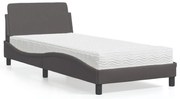 vidaXL Cama com colchão Dover 80x200 cm couro artificial cinzento