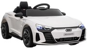 HOMCOM Carro Elétrico AUDI RS E-Tron GT 12V com 2 Motores Controlo Remoto Faróis LED Buzina Música USB 3-5km/h 103x58x41cm Branco | Aosom Portugal