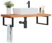 vidaXL Prateleira de parede p/ lavatório aço/madeira de faia maciça