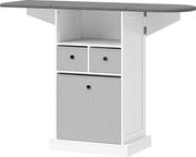 HOMCOM Móvel para Engomar Roupa com Rodas Tábua de Engomar Dobrável com 3 Gavetas Compartimento Aberto 121x37x89,5 cm Branco | Aosom Portugal