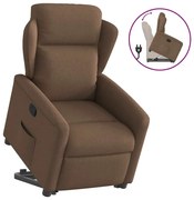 vidaXL Poltrona reclinável elevatória tecido castanho