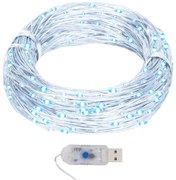 vidaXL Cordão de micro luzes 40 m 400 LED 8 funções branco frio