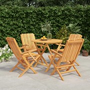 vidaXL 5 pcs conjunto de jantar p/ jardim madeira de teca maciça