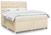 vidaXL Cama com molas/colchão 180x200 cm tecido cor creme