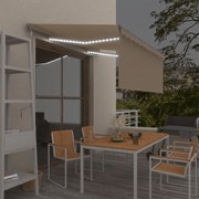 Toldo automático c/ estore/LED/sensor de vento 3x2,5m cor creme