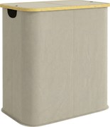 HOMCOM Cesto de roupa duplo dobrável 80 L cesto de roupa suja com tampa, alças ranhuradas, bege | Aosom Portugal