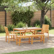 vidaXL Conjunto de Jantar para Jardim 5 pcs Castanho
