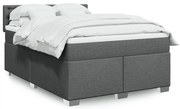 vidaXL Cama com molas/colchão 140x190 cm tecido cinzento-escuro