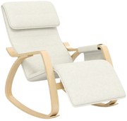 HOMCOM Poltrona relax de balanço poltrona de aleitamento com apoio para os pés ajustável, bolso lateral e apoio para cabeça, branco creme | Aosom Portugal