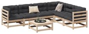 7 pcs conjunto sofás de jardim com almofadões pinho maciço
