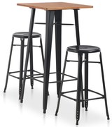 3 pcs conjunto de bar em aço preto