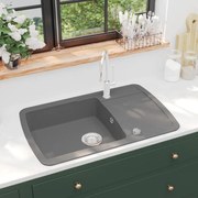vidaXL Lava-louça com 1 cuba granito cinzento