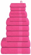 vidaXL 12pcs Conjunto de toalhas FROGN 360 g/m² rosa