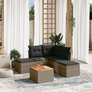 vidaXL 6 pcs conjunto sofás de jardim com almofadões vime cinzento