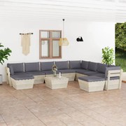 11 pcs conjunto lounge de paletes + almofadões madeira de abeto