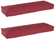 vidaXL Almofadas de Pallet para Banco 2 Peças Vermelho Vinho 120 x 40 x 8 cm em Tecido Oxford.