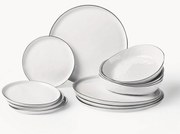 Conjunto de loiça em porcelana artesanal Salt, 4 pessoas, conjunto de 12