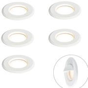 Conjunto de 5 focos embutidos modernos brancos com LED IP67 - Linsey