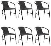 vidaXL Cadeiras de jardim 6 pcs vime plástico e aço 110 kg